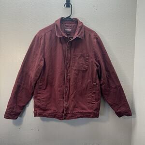 Alesbury Arlo Work Jacket Men SZ M Red Canvas Chore Coat Utility Shacket Flaw*